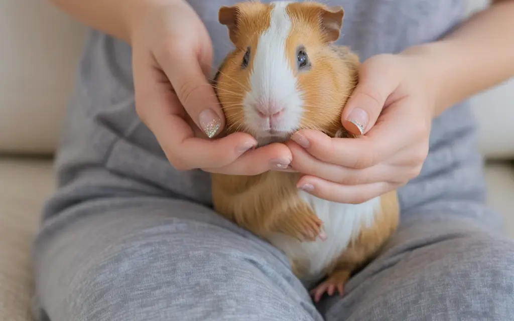light brown and white guinea pig