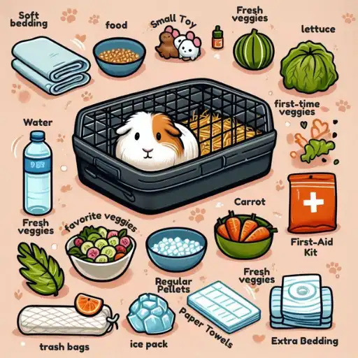 guinea pig car trip essential items chart